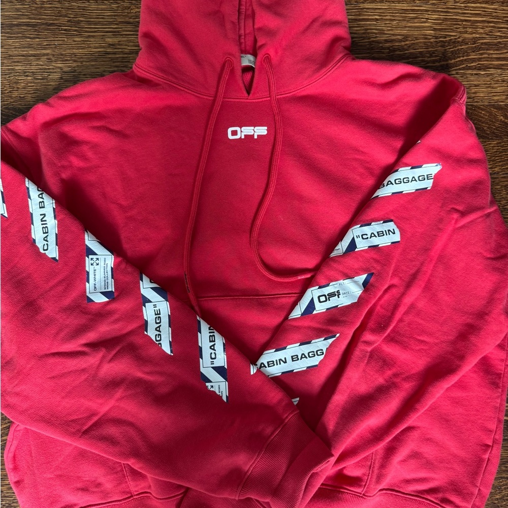 Off-White Red Graphic Sleeve Sweater